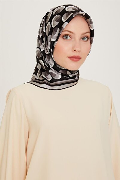 Armine Geometrik Desenli Twill Saf İpek Eşarp 9219D 04