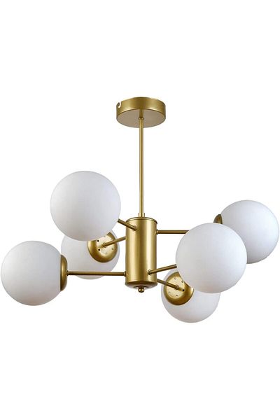 luminastar Candelabru vintage, 6 globuri albe x E27, diametru 70CM, bronz