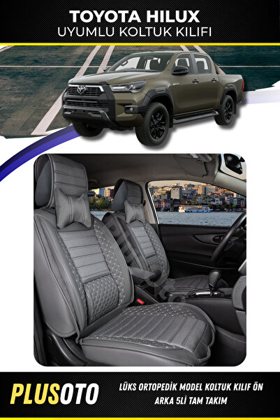 PlusOto Toyota Hilux Uyumlu Plus Lux Serisi Füme Oto Koltuk Kılıfı 5li Takım ...