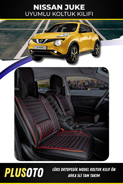 PlusOto Nissan Juke Compatible Plus Lux Series Black Red Car Seat Cover Set o...