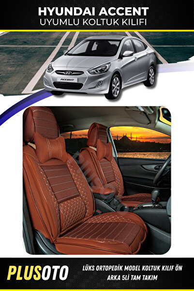 PlusOto مجموعة أغطية مقاعد السيارة المتوافقة مع Hyundai Accent Plus Lux Serie...