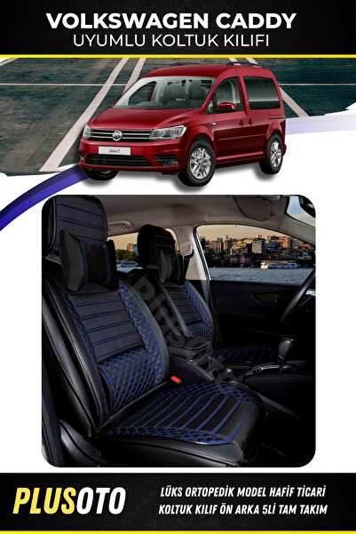 PlusOto مجموعة أغطية مقاعد السيارة المتوافقة مع سلسلة Volkswagen Caddy Plus L...