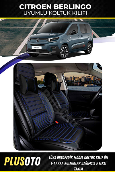 PlusOto Citroen Berlingo Uyumlu Arka 3 Tekli Plus Lux Serisi Siyah Mavi Oto K...