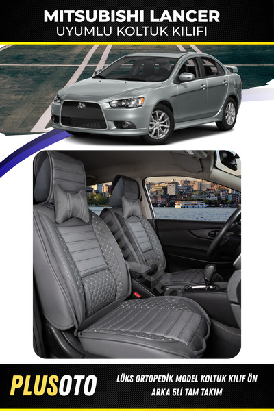PlusOto مجموعة أغطية مقاعد السيارة المدخنة المتوافقة مع سلسلة Mitsubishi Lancer Plus Lux مكونة من 5 قطع P-170