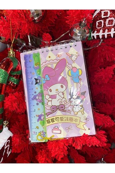 happystoretr Kuromi Melody Sticker Notebook with Ruler Gift