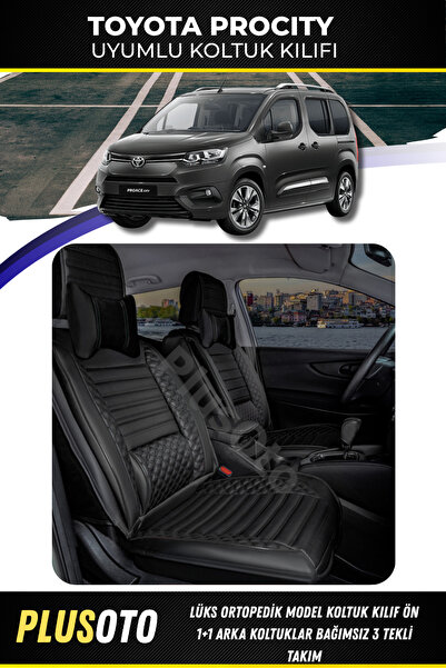 PlusOto Toyota Procity Compatible Rear 3 Single Plus Lux Series Black Car Sea...
