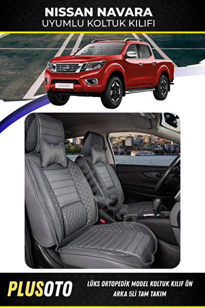 PlusOto مجموعة أغطية مقاعد السيارة المدخنة المتوافقة مع سلسلة Nissan Navara P...