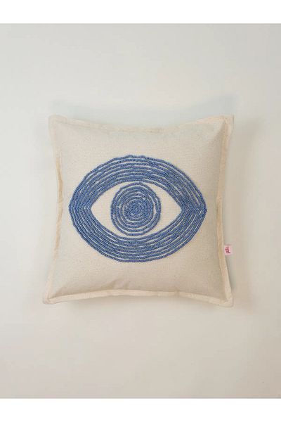 Galia Tasarım Husă de pernă hexagonală cu ochi albaștri, spălat, cu pumn, 45*45 cm
