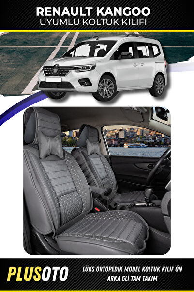 PlusOto Renault Kangoo Uyumlu Plus Lux Serisi Füme Oto Koltuk Kılıfı 5li Takı...