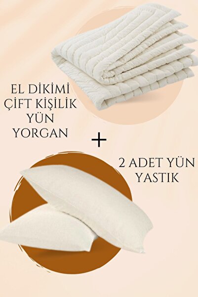 Elyaf Sepeti %100 Doğal Organik El Yapımı Çift Kişilik Yün Yorgan 2 Adet Yün ...
