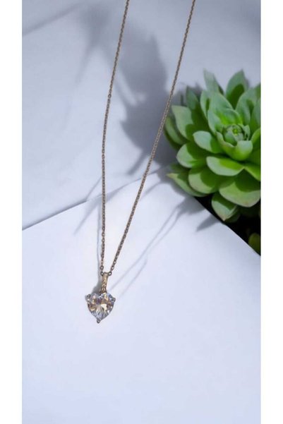 İNİTİUM Xuping Stainless Steel Zircon Stone Silver Necklace