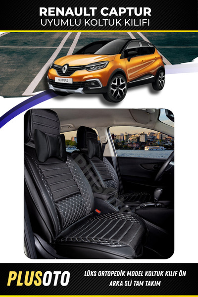 PlusOto مجموعة غطاء مقعد السيارة المتوافقة مع سلسلة Renault Captur Plus Lux ب...
