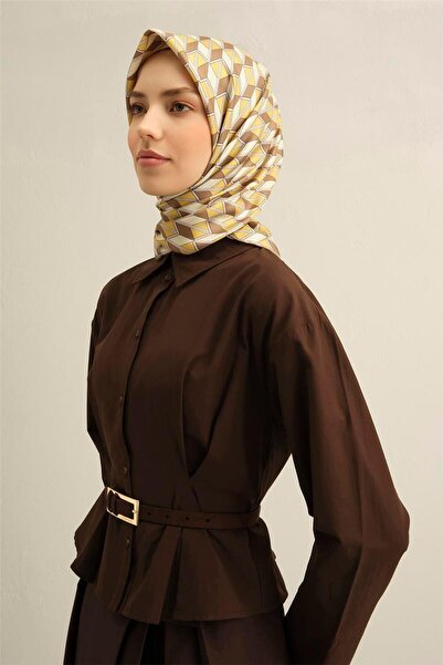 Armine Patterned Pure Silk Sura Scarf 9309- 33