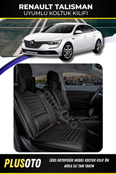PlusOto مجموعة أغطية مقاعد السيارة السوداء المتوافقة مع Renault Talisman Plus...