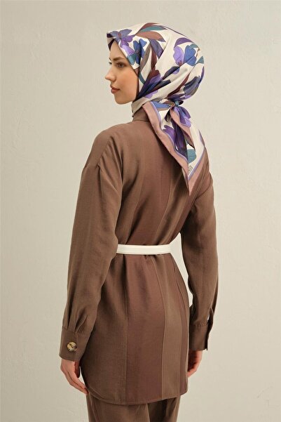 Armine بنقشة زهور وشاح تويل حرير نقي 9312D 81