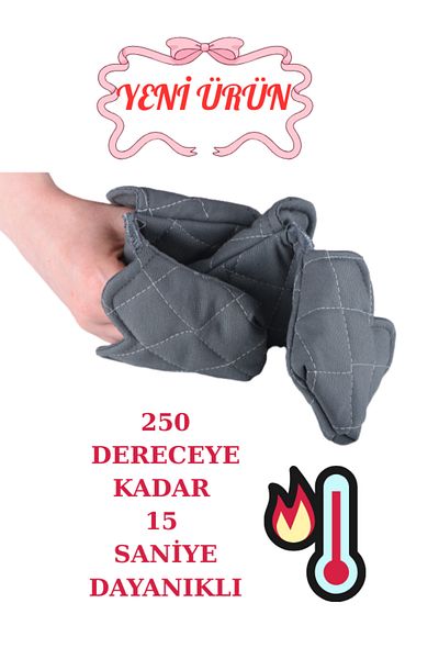 ROZET TEKSTİL Crab Heat Insulated Heat Proof Cloth Oven Handle Pot Tray Handle 2 Pcs Not Silicone
