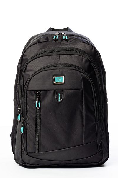 MY POLO 2135 School Bag Backpack Water Resistant Black-Turquoise
