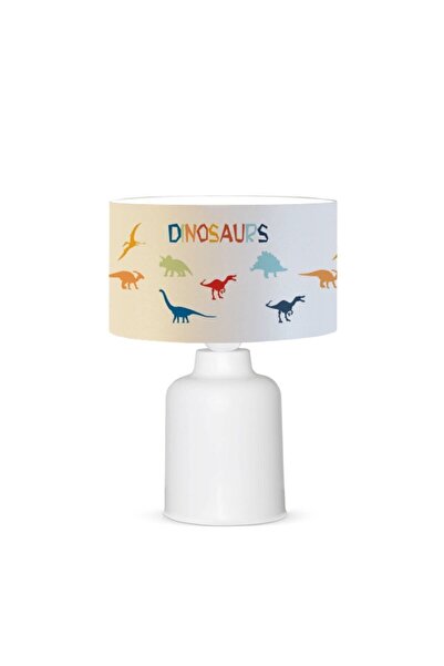 HOMİNG Kumaş Baskılı Dinazor Desenli Çocuk Odası Abajur Ayd-3048