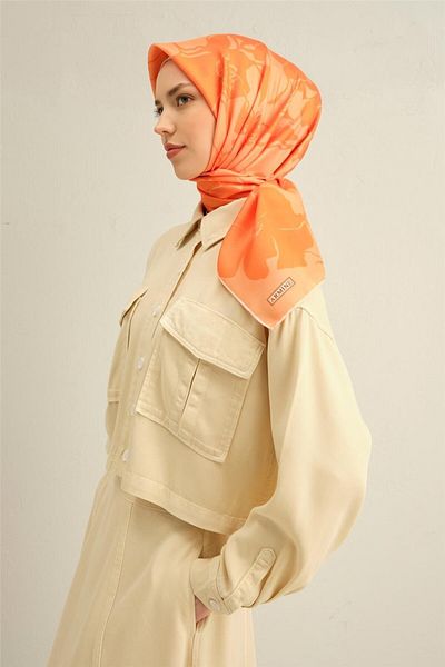 Armine Patterned Pure Silk Twill Scarf 9344- 36