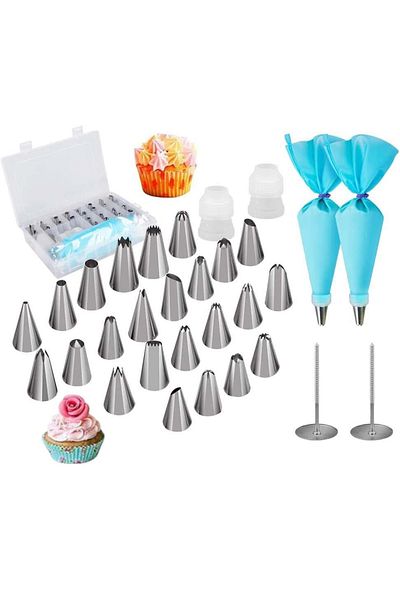 Köken Koken Pastry/confectionery Set, 35 Pieces, Decorating Cakes, Stainless Steel/silicone, Silver/blue
