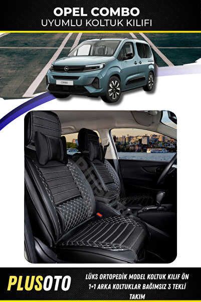 PlusOto مجموعة أغطية مقاعد السيارة السوداء المتوافقة مع Opel Combo الخلفية 3 ...