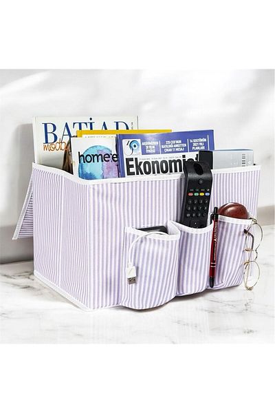 Timburly Bedside Organizer Bathroom Gray Striped Patterned Children's Room Baby Organizer