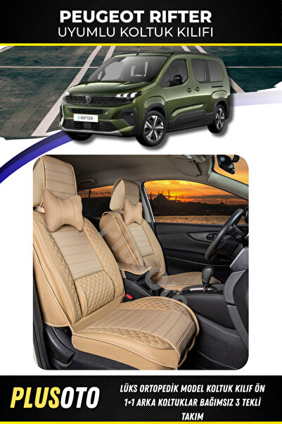 PlusOto مجموعة أغطية مقاعد السيارة الخلفية المتوافقة مع Peugeot Rifter 3 Sing...
