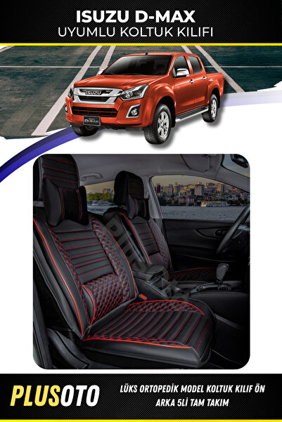 PlusOto مجموعة أغطية مقاعد السيارة المتوافقة مع Isuzu D-Max Plus Lux Series ب...