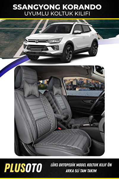 PlusOto مجموعة غطاء مقعد السيارة المدخن المتوافقة مع سلسلة سانج يونج كوراندو ...