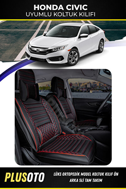 PlusOto مجموعة أغطية مقاعد السيارة المتوافقة مع سلسلة Honda Civic Plus Lux با...