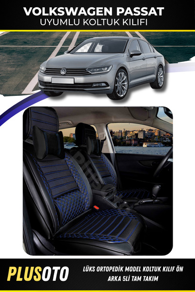 PlusOto مجموعة أغطية مقاعد السيارة المتوافقة مع سلسلة فولكس فاجن باسات بلس لو...