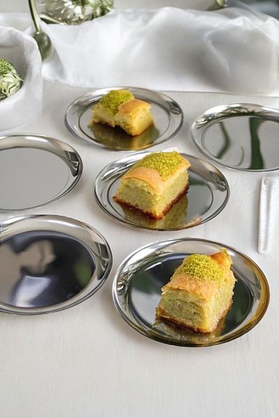Akkoyunlu home 6-Piece Metal Presentation Dessert Cookie Serving Plate Silver