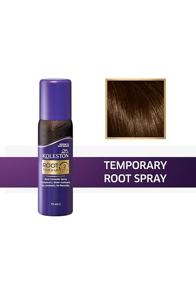 Wella Koleston Root Touch Up Spray - Instant 100% Grey Coverage In 3s - Medium To Dark Brown, 75ml X 3