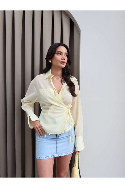 ESRAHELVACI Double Breasted Tie-Up Transparent Shirt