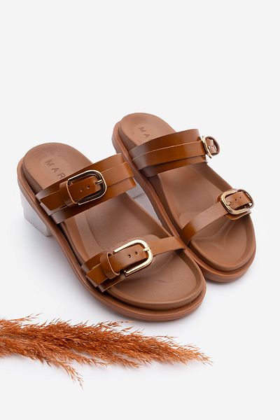 Marjin Damen-Hausschuhe aus echtem Leder mit Schnalle
