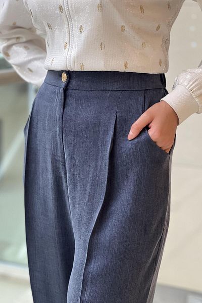 sentez giyim Synthesis Neptune Silk Cupra Carrot Pants
