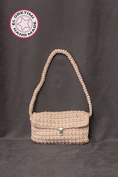Uretti - Volkan 4975 1430 Ручної роботи бежева стрічка макроме сумка через плече
