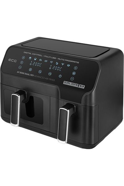 ECG Friteuza dubla cu aer cald ECG AF 8300 Dual Fry, 5.2 + 3.1 litri, 2700 W, 8 programe, 80-200°C
