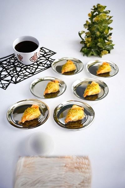 Sezka Life 6-Piece Metal Presentation Dessert Cookie Serving Plate Silver 12 cm