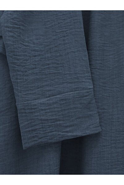 Modamorfo Indigo Linen Suit with Lace-Up Front and Elastic Waist Skirt