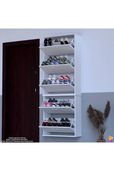 Modilayn VARBİ UMAY' 2 Li Asma Kapı Önü 72x193x25, 5 cm’ lik 5 Düşer Kapak 10 Göz Bölme Ayakkabılık