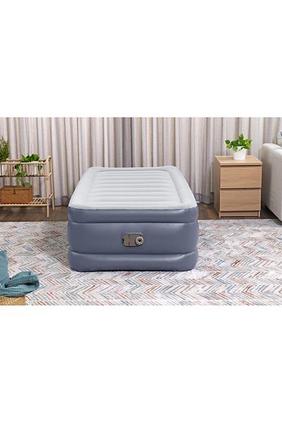BESTWAY Tritech Air Mattress Twin Antimicrobial Built-in AC Pump 1.91m x 97cm x 51cm #6713G