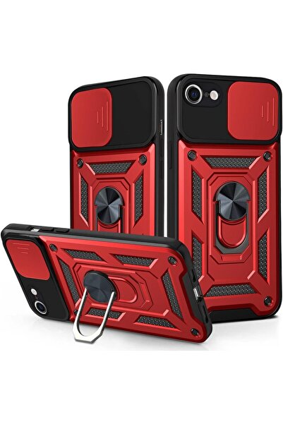 Rivor Apple iPhone 7 & iPhone 8 Kılıf Kamera Sürgülü Standlı Yüzüklü Darbe Em...