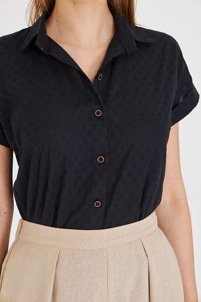 armonika Women's Anthracite Short Sleeve Shirt Arm-25Y001060