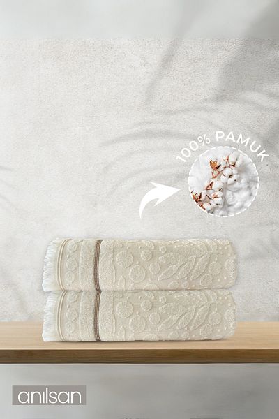 Anılsan Πετσέτες μπάνιου Lera 2 συσκευασιών - 70x140 cm, 570gr, 100% βαμβάκι, πετσέτες σπα και ξενοδοχείου, κατάλληλες για καθημερινή χρήση