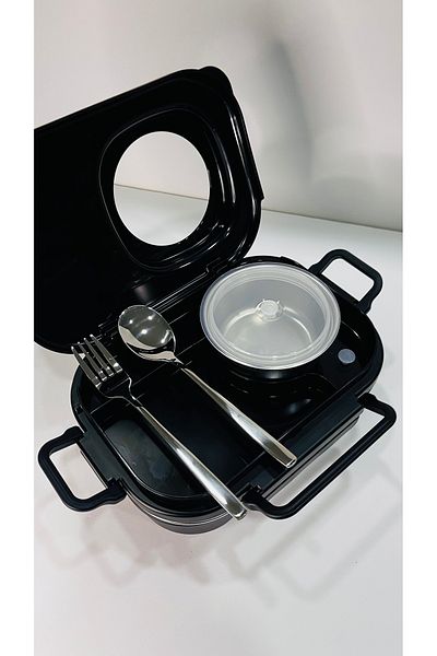 Uzspace Stainless Steel 600ml Single Layer Insulated Lunch Box with Spoon and Fork Lunch Box 8021-92