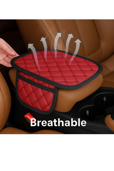 UYDEE Red Leather Auto Armrest Case Cover Capitone with Sponge Red Embroidery Car Seat Cover Armrest
