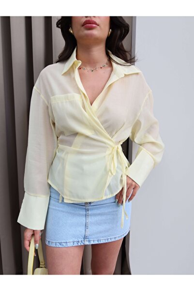 ESRAHELVACI Double Breasted Tie-Up Transparent Shirt