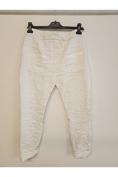 della moor Women's White Italian Gilded Shiny Pattern Trousers