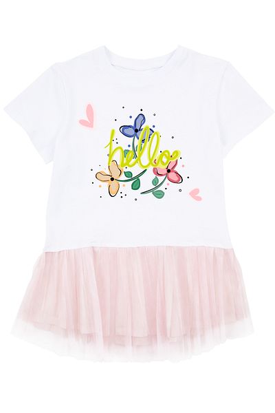 Mavipink Girl's Hello Floral Cotton Tulle Tutu Dress